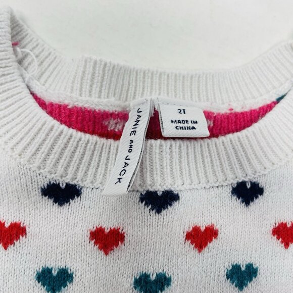 Janie & Jack Toddler Girls 2T Multi Heart Print Ruffle Sweater White $59 2038 - Picture 6 of 7